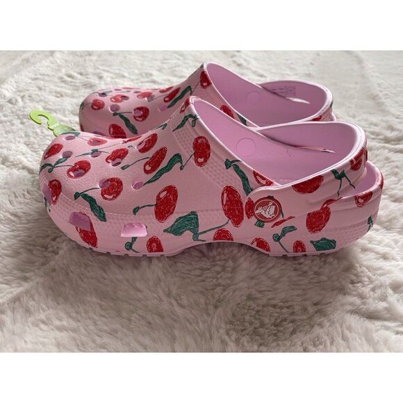 Crocs Classic Fresh Fruits Cherry Cherries Pink Clog 211008-6ZW Women’s Sz 7 NEW - Picture 8 of 11